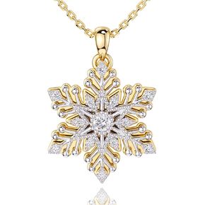 Gold Snowflake Necklace for Women Gift: 925 Sterling Silver Double-Layer Snowflake Pendant Jewelry New Year Christmas Gift Idea for Her Birthday Anniversary