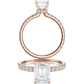 Diamond Wish IGI Certified 1 to 2 1/5 Carat Emerald Cut Lab Grown Diamond Ribbon Halo Engagement Ring for Women in 14k Gold with Side Stones (I-J, VS-SI, cttw) Anniversary Promise Ring Size 4 to 9