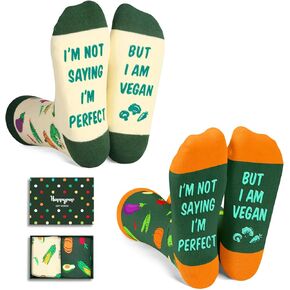 HAPPYPOP Vegan Gifts Ideas Socks - Vegetarian Gifts Men Women Vegan Socks, Vegetable Socks for Her Him