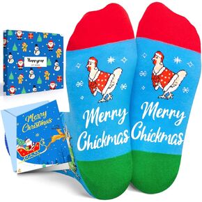 HAPPYPOP Christmas Gifts Stocking Socks for Teens - Xmas Chicken Gifts with Greeting Card for Women Men