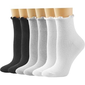 Ruffle Socks Women Girls,Casual Cute Frilly Ankle Sock for Maryjane Flats Sneakers