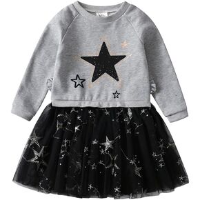 VIKITA Toddler Girls Sweatshirt Tutu Dress Soft Cotton Long Sleeve Party Tulle Dresses for Age 2-8 Years