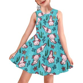 Girls Summer Sleeveless Dress Kids Flowy Swing Dresses for Toddler Girls