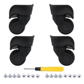 2 Pair Replacement Wheels for Luggage 360 Swivel Suitcase Casters Black (W041)
