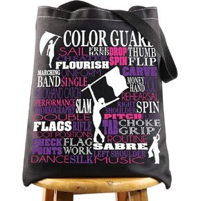 LEVLO Color Guard Canvas Tote Bag Color Guard Team Gift Flag Shoulder Bag Colorguard Appreciation Gift