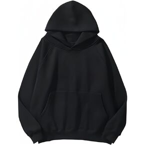 Unisex Basic Loose Hoodie Sweatshirt Long Sleeve Pocket Drop Shoulder Pullovers