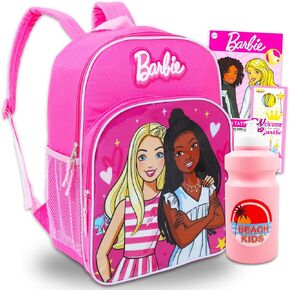 Barbie Backpack for Girls 4-6 - Bundle with 16" Barbie School Backpack Plus Water Bottle, Tattoos, More | Barbie School Bag for Kids Set