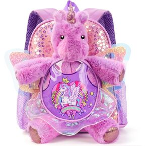 Unicorn Doll Backpacks for Toddler Girls,Cute Sequins Bookbag for Kindergarten Nursery Preschool,Kids Small Ballet Dance Bag,Gift for Xmas Birthday.Unicorn Stuffed AnimaToys