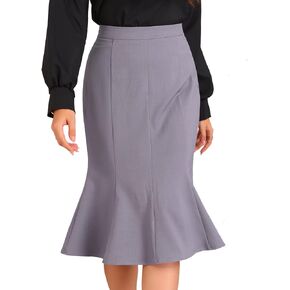 Allegra K Ruffle Hem Pencil Skirt for Women's Mermaid High Waist Business Elegant Casual Midi Skirts
