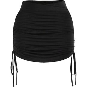 Floerns Women's Plus Size Drawstring Side High Waist Y2k Skirt Ruched Bodycon Skirts