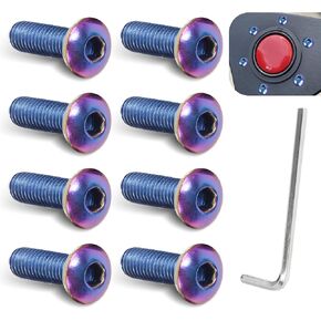 8 PCS Car Steering Wheel Screw Kit, M5 x 0.8 Stainless Steel Durable Rust-Proof Bolts, Racing Modified Steering Wheel Fixing Screws, Universal for Cars Interior Fasteners (Blue #Flat Head)