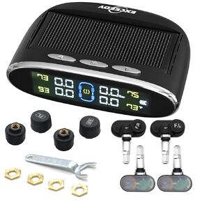 Tire Pressure Monitoring System, TPMS with Solar & USB Charge, 6 Tire External & Internal Sensor, 5 Alarm Modes, Auto on/Off Color LCD Screen, for RV & 6 Wheel Heavy Vehicle(0-144 PSI)