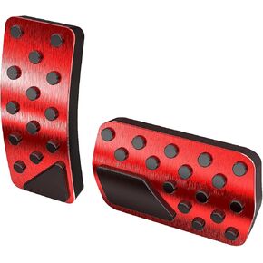 QODOLSI 2 Pack Aluminum Alloy Anti-Slip Gas Pedal Brake Pedal Cover Interior Accessories Kit, No Drilling Brake and Accelerator Pedal Coversfor 2011-2023 Grand Cherokee Durango (Red)