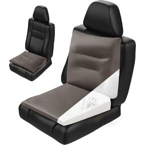 HOMBYS Memory Foam Car Seat Cushions for Driving with Back Rest,Adult Bbooster Seat for Car,Adjustable Height Driver Seat Cushion for Car, Truck, Office Chair (Coffee)