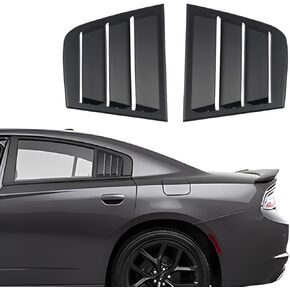 for Dodge Charger 2011-2023 Exterior Accessories Sporty Car Rear Side Window Louvers Air Vent Scoop Shades Cover Trim Blinds 2PCS(Black with Red)
