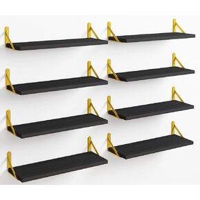 أرفف عائمة من Fixwal، عرض 4.7 بوصة، أرفف حائط خشبية ريفية، مجموعة مكونة من 8 قطع، ذهبي أسود، أرفف تخزين جدارية in Kuwait