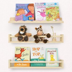 Nursery Book Shelves, Floating Shelves for Wall Set of 3, Wall-Mounted Bookshelves for Living Room and Nursery, Ideal for Books, Toys, Decor Display and Organization, 16.5 Inch