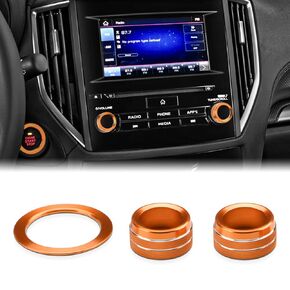 auovo Radio Knob Covers Compatible with Subaru Forester 2019-2024/ Crosstrek 2018-2023/ Impreza 2017-2023 Accessories Audio Volume Tune Knob Covers Trims Engine Start Stop Outer Ring (Red, 3pcs)