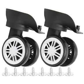 Double Row Large Wheel, 1Pair Outdoor Luggage Suitcase Replacement Wheels Swivel Luggage Wheel with Multiple Screws Draw‑bar Box Code Case Suitcase Wheel Accessory, Black