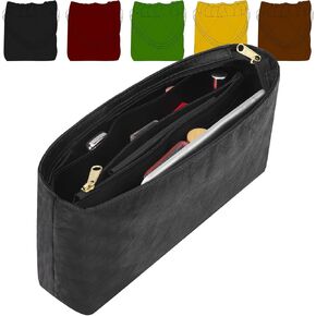 Tote Bag Organizer Insert Compatible with 22 bag Medium Handbag, Dupont Paper Inner Purse Organizer Insert Makeup Liner Bag Shaper (Black, M)