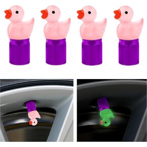 4PCS Car Tire Valve Stem Caps,Cute Glow in The Dark Tire Valve Caps Car Decorations,Universal Standard Car Tire Air Caps Automotive Exterior Accessories for Car Truck SUV (Pink)