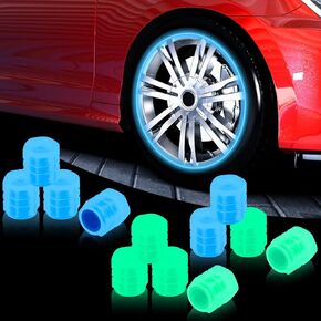 12PCS Glow in The Dark Tire Valve Caps,Blue/Green Fluorescent Tire Valve Caps & Luminous Tire Valve Stem Caps Tire Pressure Caps for Carfor Car, SUV, Motorcycle, Bike - Car Tire Caps Tire Stem Caps