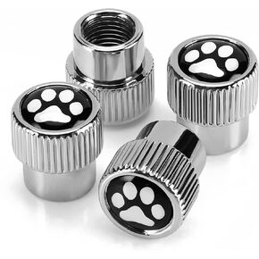 Alloy Steel Valve Stem Caps, 4 Pack Universal Dog Paw Logo Car Tire Valve Caps with Rubber Ring Tire Wheel Rim Dust Cover fits Cars, Trucks, Bikes, Motorcycles, Bicycles