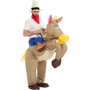 Inflatable Horse Costume Cowboy Rider Adult Size Halloween Party Outfit