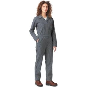 Women's Plus Long Sleeve Hickory Stripe Overalls, RINSED HICKORY STRIPE, 3X