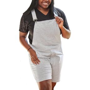 Swovie Shorts UPGRADED Unisex Sweatpants Bib Overalls Shorts for Men & Women, Light Heather Grey, X-Small, Max Comfort, Organic Cotton Blend