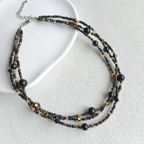 S.J JEWELRY قلادات متعددة الخرز للنساء ملونة مطرزة بقلادة بوهو للنساء قلادة صيفية للشاطئ قلادة من اللؤلؤ بطبقات in Saudi Arabia