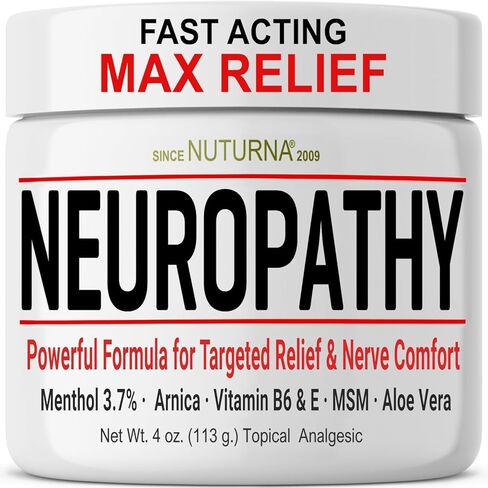 Neuropathy Nerve Relief Cream - Fast Acting Max Relief for Feet Hands Legs Toes Back - Ultra Strength Menthol Arnica Aloe Vera MSM, Soothing Natural Nerve Comfort Relief, 2 Oz in Kuwait