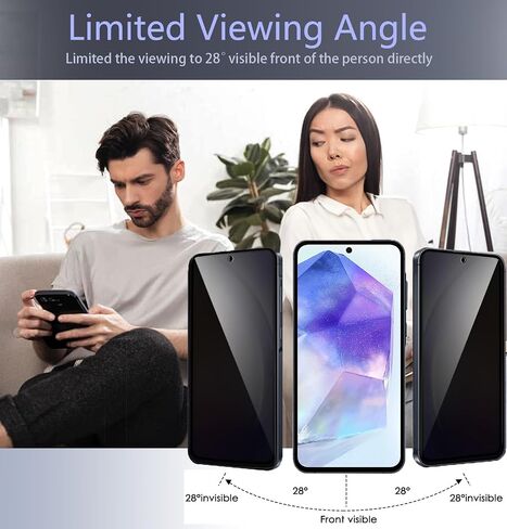 [2 +2Pcs Samsung Galaxy A25 5G Privacy Screen protector with careme les[Protect privacy][Scratch resistant][Anti Fingerprint][Bubble-Free][Easy installation] in Saudi Arabia