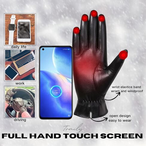 Tomily Women's Winter Leather Gloves,Touch Screen Outdoor Fleece Lined Windproof Driving Dress Gloves in Saudi Arabia
