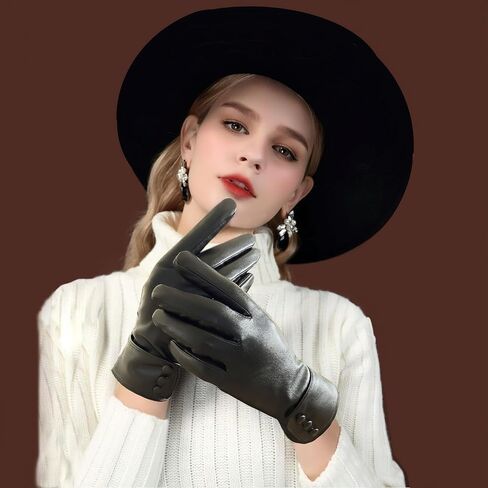 Tomily Women's Winter Leather Gloves,Touch Screen Outdoor Fleece Lined Windproof Driving Dress Gloves in Saudi Arabia