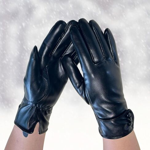 Tomily Women's Winter Leather Gloves,Touch Screen Outdoor Fleece Lined Windproof Driving Dress Gloves in Saudi Arabia