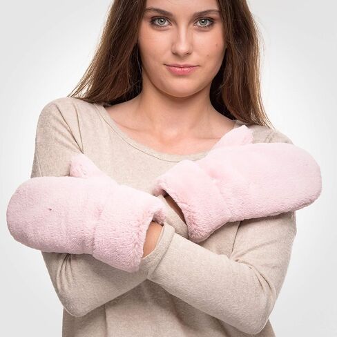 Futrzane Modern Gloves - Womens Faux Fur Lined Mittens - Fluffy Ladies Gloves in Kuwait