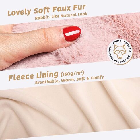 Futrzane Modern Gloves - Womens Faux Fur Lined Mittens - Fluffy Ladies Gloves in Kuwait