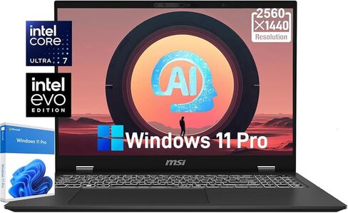 كمبيوتر محمول MSI Prestige 16 AI Evo: Intel Ultra 7-155H، شاشة 16 بوصة UHD+ OLED، 32 جيجابايت DDR5، 2 تيرابايت NVMe SSD، HDMI، قارئ بطاقة SD، Win 11 Pro: Stellar Gray B1MG-020US in Saudi Arabia