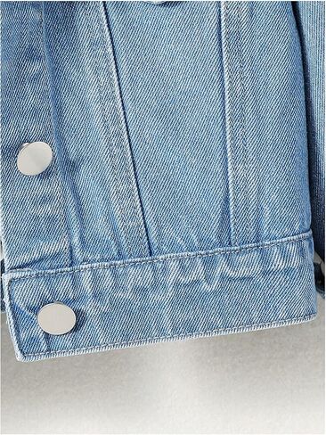 Verdusa Girl's Ripped Long Sleeve Single Breasted Collar Denim Jackets Outerwear in Saudi Arabia