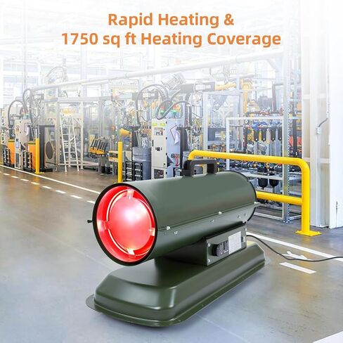 PioneerWorks 80,000 BTU سخان ديزل الهواء القسري وسخان الكيروسين، سخان مساحة توربيدو مع التحكم في درجة الحرارة الحرارية، محمول للخارج، موقع العمل، المرآب وموقع البناء in Kuwait