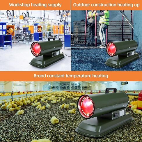 PioneerWorks 80,000 BTU سخان ديزل الهواء القسري وسخان الكيروسين، سخان مساحة توربيدو مع التحكم في درجة الحرارة الحرارية، محمول للخارج، موقع العمل، المرآب وموقع البناء in Kuwait