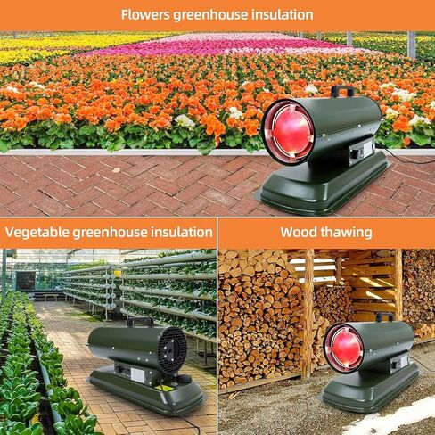 PioneerWorks 80,000 BTU سخان ديزل الهواء القسري وسخان الكيروسين، سخان مساحة توربيدو مع التحكم في درجة الحرارة الحرارية، محمول للخارج، موقع العمل، المرآب وموقع البناء in Kuwait