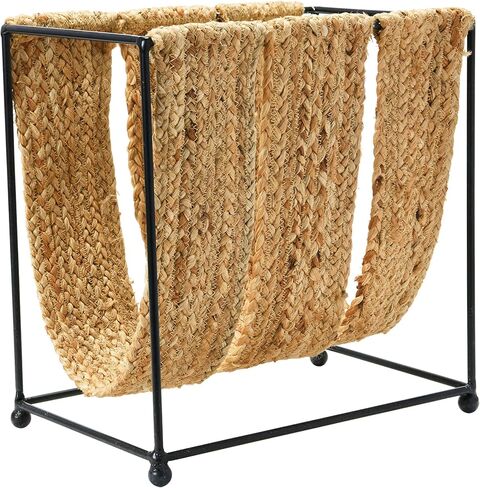 Main + Mesa Woven Jute and Metal Magazine Holder, Natural/Black in Saudi Arabia