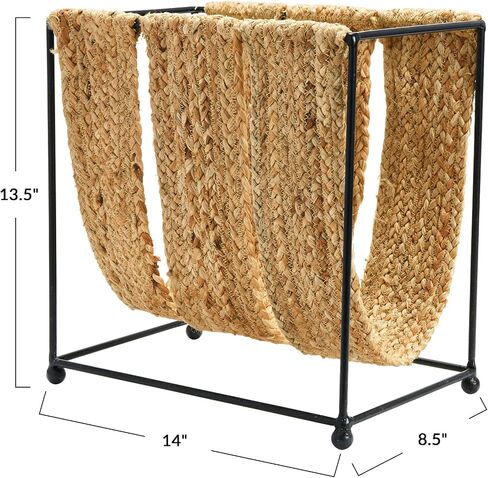 Main + Mesa Woven Jute and Metal Magazine Holder, Natural/Black in Saudi Arabia