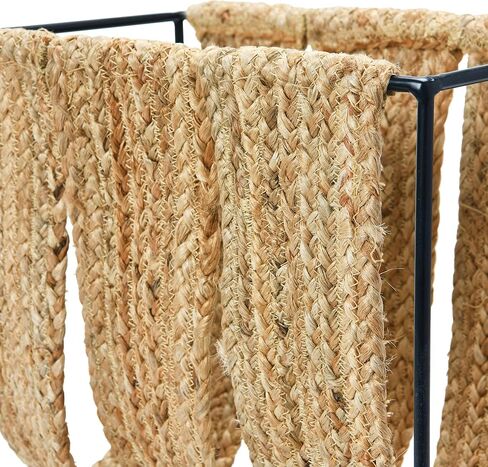 Main + Mesa Woven Jute and Metal Magazine Holder, Natural/Black in Saudi Arabia