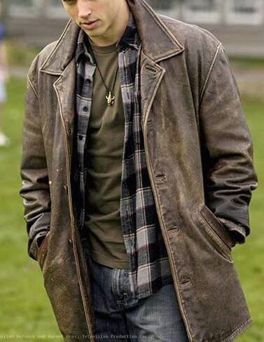Mens Leather 3/4 Mid Length Coat Dean Winchester Jacket - Distressed Brown Genuine Leather Trench Coat for Men (US, Alpha, XX-Large, Regular, Regular, Distressed Brown) in Saudi Arabia