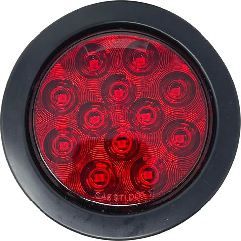 4 Pcs 4" Inch Round 12 LED Trailer Tail Lights Kit Round Led Stop Turn Tail Back-up Reverse Fog Lights Reflective Lens Grommet 3-Prong Wire Pigtails for Truck Trailer RV Bus Jeep 12V (2 Red + 2 White) in Saudi Arabia