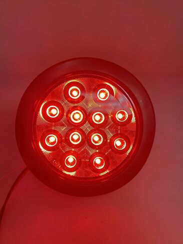 4 Pcs 4" Inch Round 12 LED Trailer Tail Lights Kit Round Led Stop Turn Tail Back-up Reverse Fog Lights Reflective Lens Grommet 3-Prong Wire Pigtails for Truck Trailer RV Bus Jeep 12V (2 Red + 2 White) in Saudi Arabia