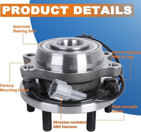 515066 زوج مجموعة محمل محور العجلة الأمامية متوافقة مع 2004-2007 إنفينيتي QX56/ نيسان تيتان متوافقة مع 2005-2007 نيسان أرمادا متوافقة مع 2004 باثفايندر 6 العروات ث/ABS in Saudi Arabia